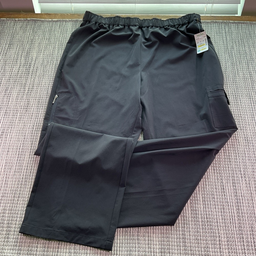 Peck & Peck Weekend Womens XL Black Cargo Pants Elastic Waist Stretch 845014